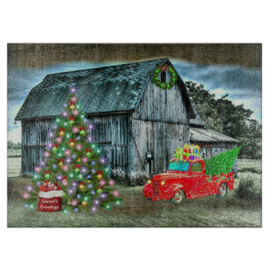 Tabla De Cortar Rústicos Navidades cultivan un camión en árbol de 