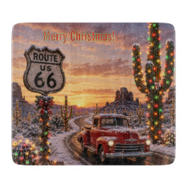Tabla De Cortar Ruta 66 de Navidad con Camión Antiguo en la Cocina