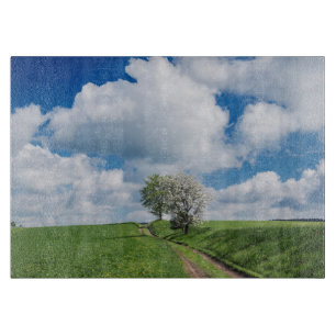 Tabla De Cortar Ruta sucia y árboles de manzana