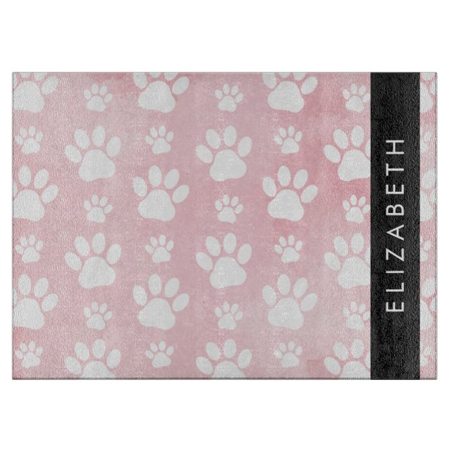 Tabla De Cortar Rutas de perro, manchas blancas, acuarelas rosadas (Anverso)