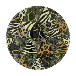 Tabla De Cortar Safari de mosaico: Impresión animal acuática.