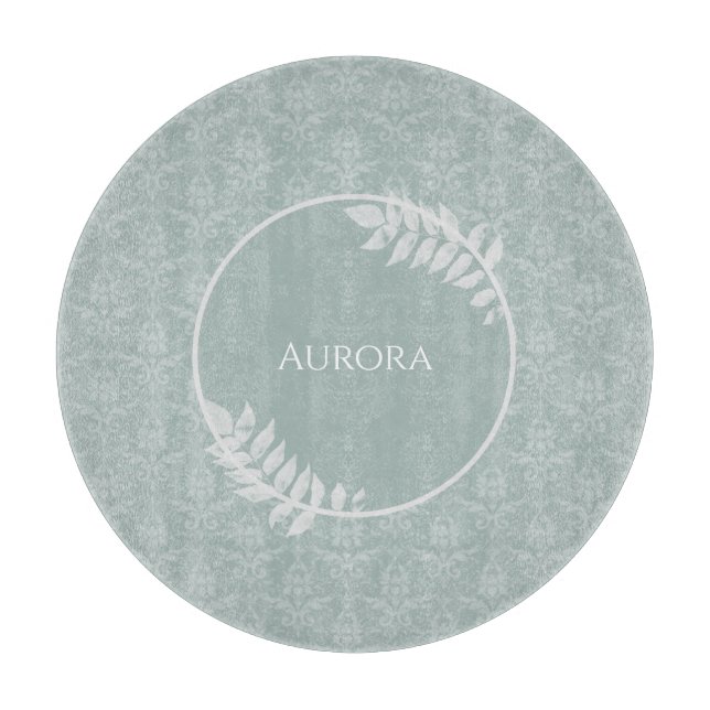 Tabla De Cortar Sage Green Elegant Damask Personalizado (Anverso)