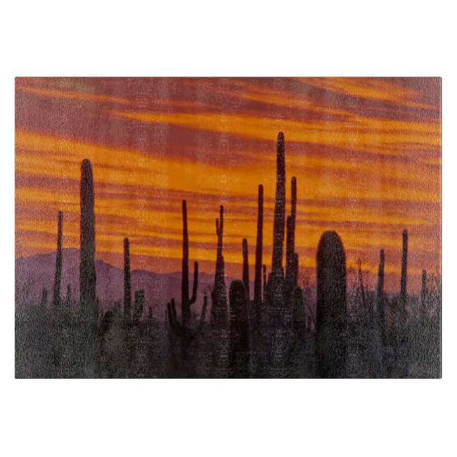 Tabla De Cortar Saguaro, puesta del sol, Parque Nacional Saguaro (Anverso)