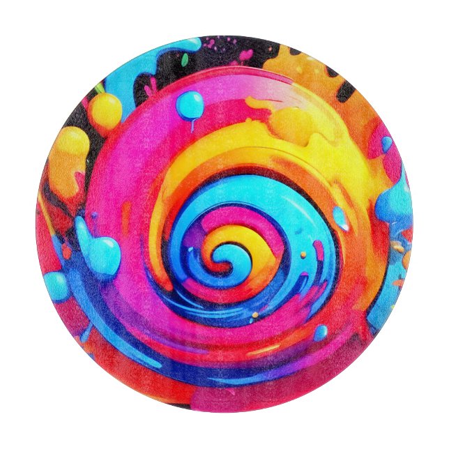 Tabla De Cortar Salpicadura de pintura de arcoíris (Anverso)