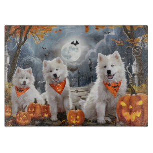 Tabla De Cortar Samoyed Halloween Espeluznante