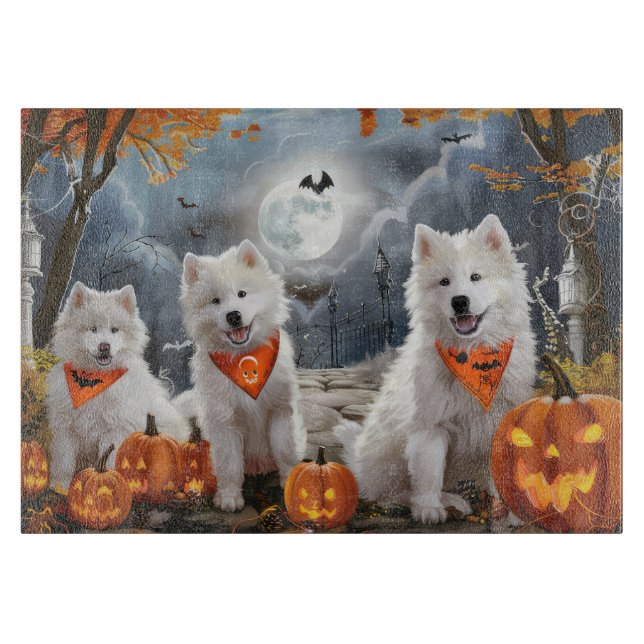 Tabla De Cortar Samoyed Halloween Spooky (Anverso)