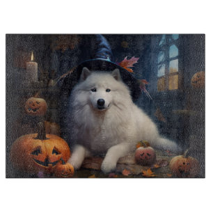 Tabla De Cortar Samoyed Pumpkins Halloween Scary