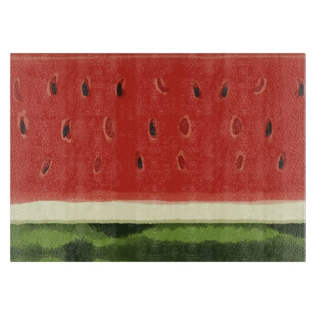 Tabla de cortar sandía acuarela rojo brillante (Anverso)