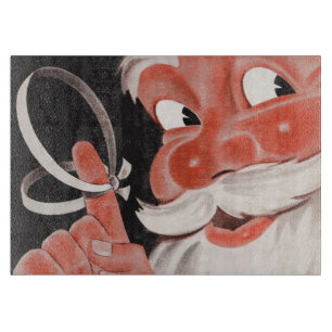 Tabla De Cortar Santa Claus antiguo con cuerda recordatoria en el