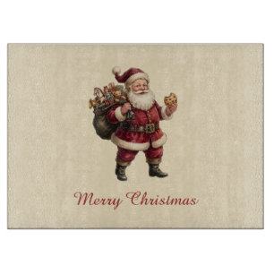 Tabla De Cortar Santa Claus vintage con saco de juguetes y dulce r