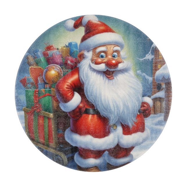 Tabla De Cortar Santa Cláusula Feliz Navidad Feliz Año Nuevo (Anverso)