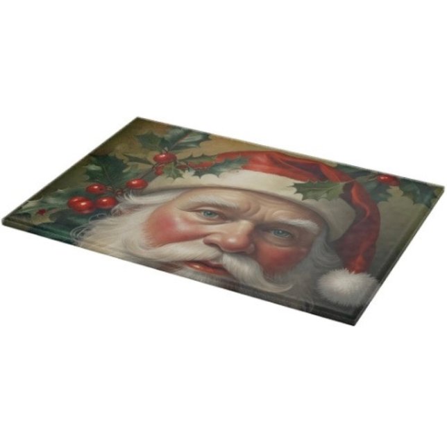 Tabla De Cortar Santa Con Muérdago (Glass Cutting Board – 5 different sizes. 100% food safe.  tempered glass Non-skid rubber feet. 

)