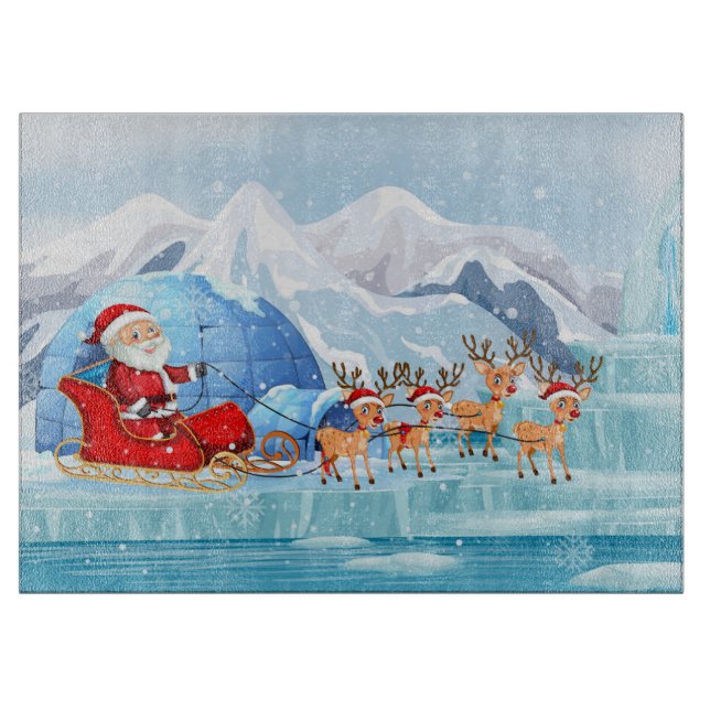 Tabla De Cortar Santa, Sleigh y los renos (Anverso)