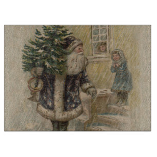 Tabla De Cortar Santa Vintage Nieve Árbol de Navidad