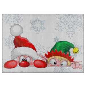 Tabla De Cortar Santa y elfo Personajes divertidos y adorables mir