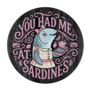 Tabla De Cortar Sardinas rosadas lindas cita de dibujos animados