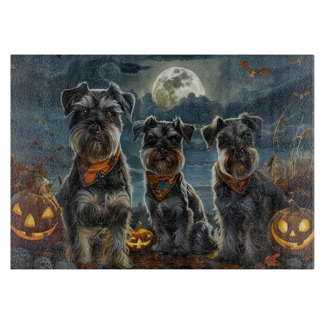 Tabla De Cortar Schnauzer Halloween Spooky (Anverso)