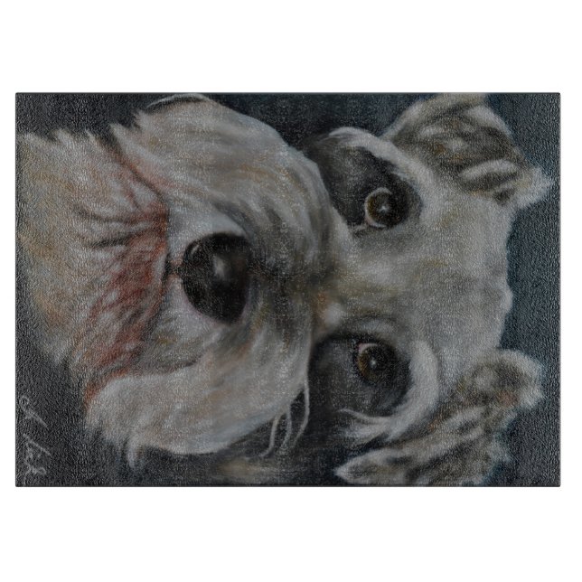 Tabla De Cortar Schnauzer miniatura - tablero del corte del vidrio (Anverso)