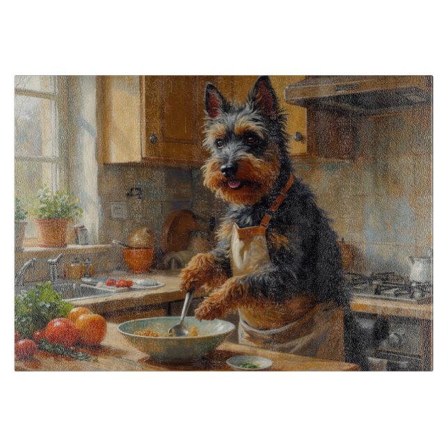 Tabla De Cortar Scottish Terrier Cooking in Kitchen (Anverso)