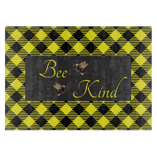 Tabla De Cortar "Sé Amable"  Gingham (Anverso)