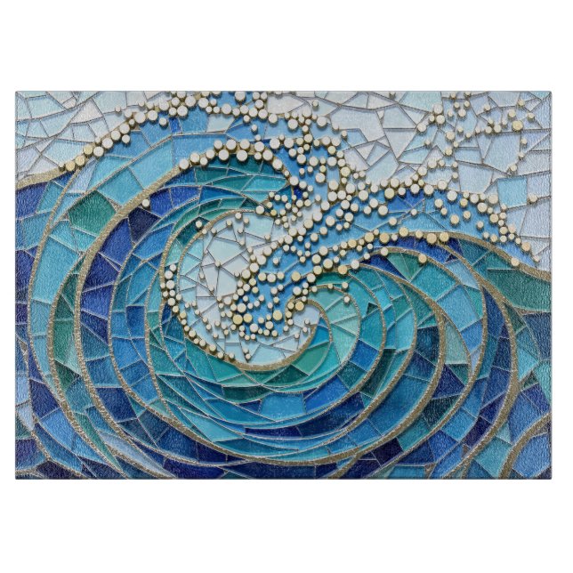 Tabla De Cortar Sea of Waves Mosaic Art (Anverso)