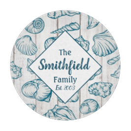 Tabla De Cortar Sea Shells Beach House Nautical Family Name Wood