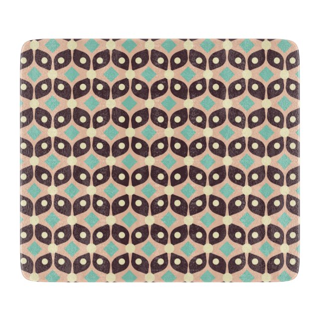 Tabla De Cortar Seamless geometric pattern in dark brown leaf  (Anverso)