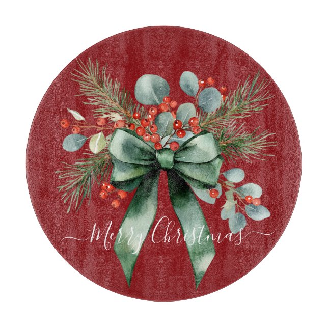 Tabla De Cortar Seasonal Greenery with White Script  (Anverso)