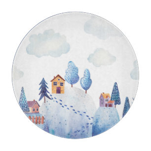 Tabla De Cortar Selva acuarela: Ilustracion paisajístico irónico