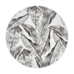 Tabla De Cortar Selva blanca negra: patrón de planta tropical