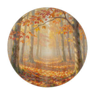 Tabla De Cortar Sendero de bosque otoñal Arte de paisaje pictórico