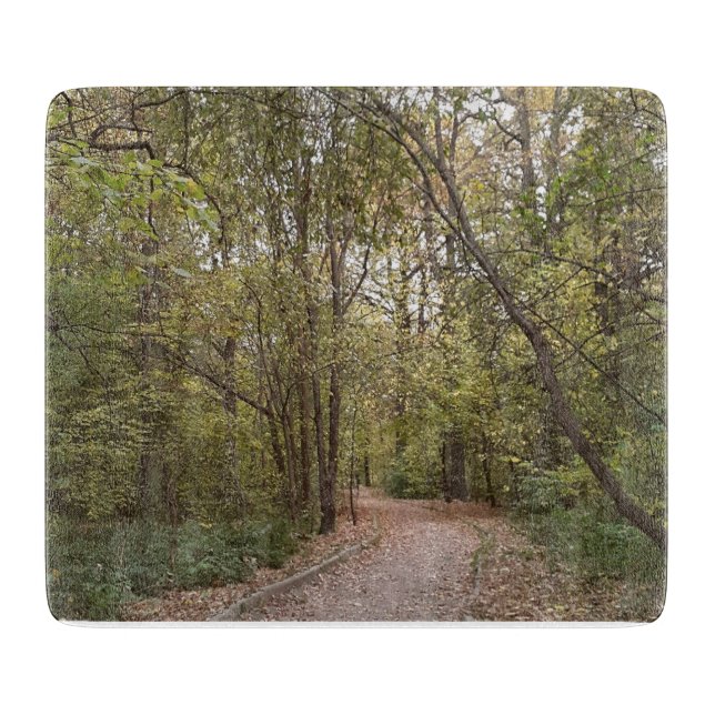 Tabla De Cortar Sendero Dorado de Otoño en el Bosque (Anverso)