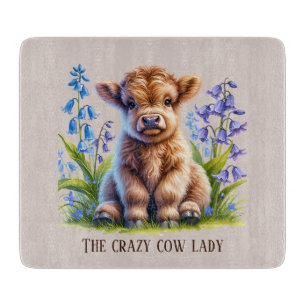 Tabla De Cortar Señora vaca loca divertida personalizable