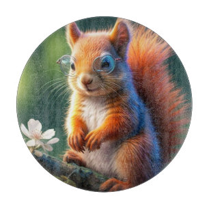 Tabla De Cortar Sentada de ardilla marrón en la rama 567656