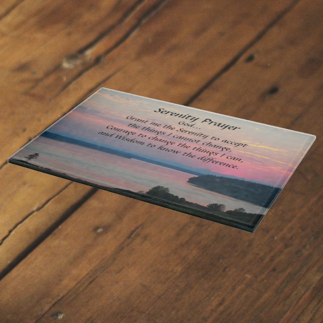 Tabla De Cortar Serenity Prayer Pink Seascape Sunset (In Situ)