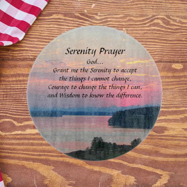 Tabla De Cortar Serenity Prayer Pink Seascape Sunset (In Situ)