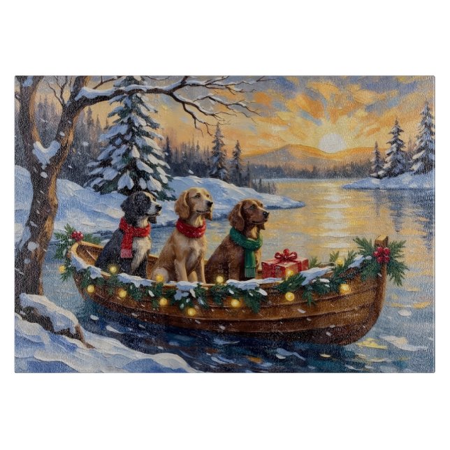 Tabla De Cortar Setter Inglés Navidad Barco Fiesta (Anverso)
