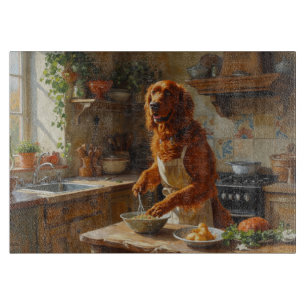 Tabla De Cortar Setter Rojo Irlandés Cocinando en la Cocina