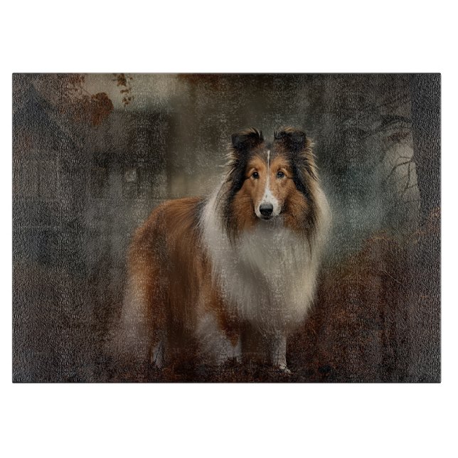 Tabla De Cortar Shetland Sheepdog Halloween Scary (Anverso)