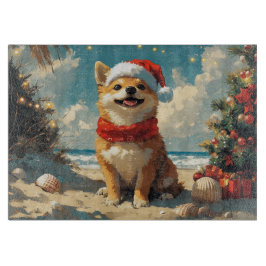 Tabla De Cortar Shiba Inu Dog Navidades Vintage Beach