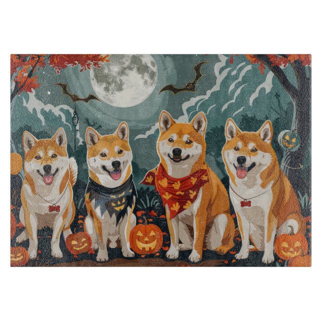 Tabla De Cortar Shiba Inu Halloween Spooky (Anverso)