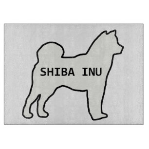 Tabla De Cortar Shiba Inu nombre silhouette crema