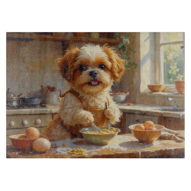 Tabla De Cortar Shih Tzu cocinando en la cocina (Anverso)