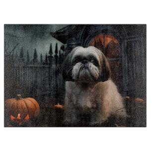 Tabla De Cortar Shih Tzu Halloween Aterrador