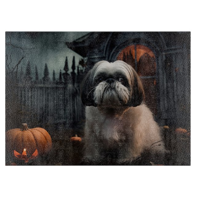 Tabla De Cortar Shih Tzu Halloween Aterrador (Anverso)