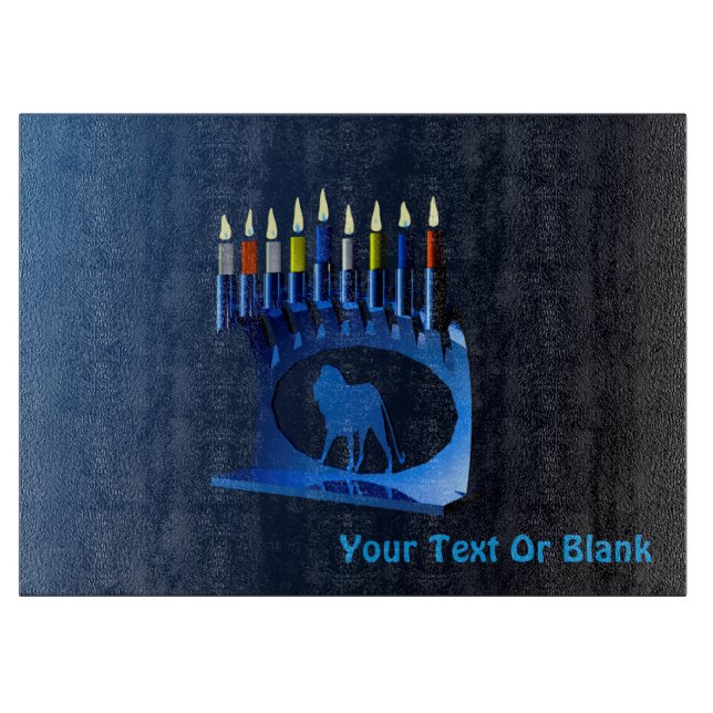 Tabla De Cortar Shiny Blue Chanukkah Menorah (Anverso)