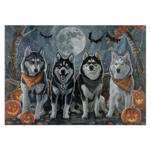 Tabla De Cortar Siberian Husky Halloween Espeluznante