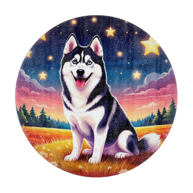 Tabla De Cortar Siberiano Husky juguetón (Anverso)