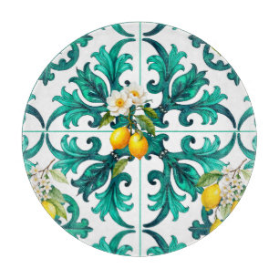 Tabla De Cortar siciliano, verano, limón, mosaico, verde,