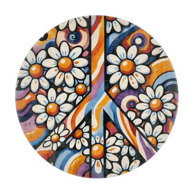 Tabla De Cortar Signo de paz Hippie pacífico (Anverso)